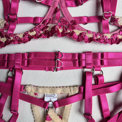Ellolace Sensual Lingerie Open Bra Kit Push Up Uncensored Fancy Exotic Sets Heart-Shaped Embroidery Fairy Beautiful Underwear
