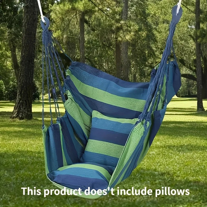 1pc Outdoor Hammock Chair, Canvas Leisure Swing Hanging Chair, Without Pillow And Cushion, Indoor Outdoor Hammock