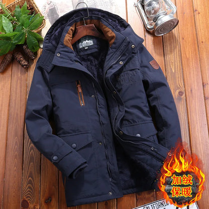 Mens Padded Clothes Velvet Thickened Winter Loose Casual Middle-aged Multi-bag Padded Jackets Cold-resistant Padded Clothes