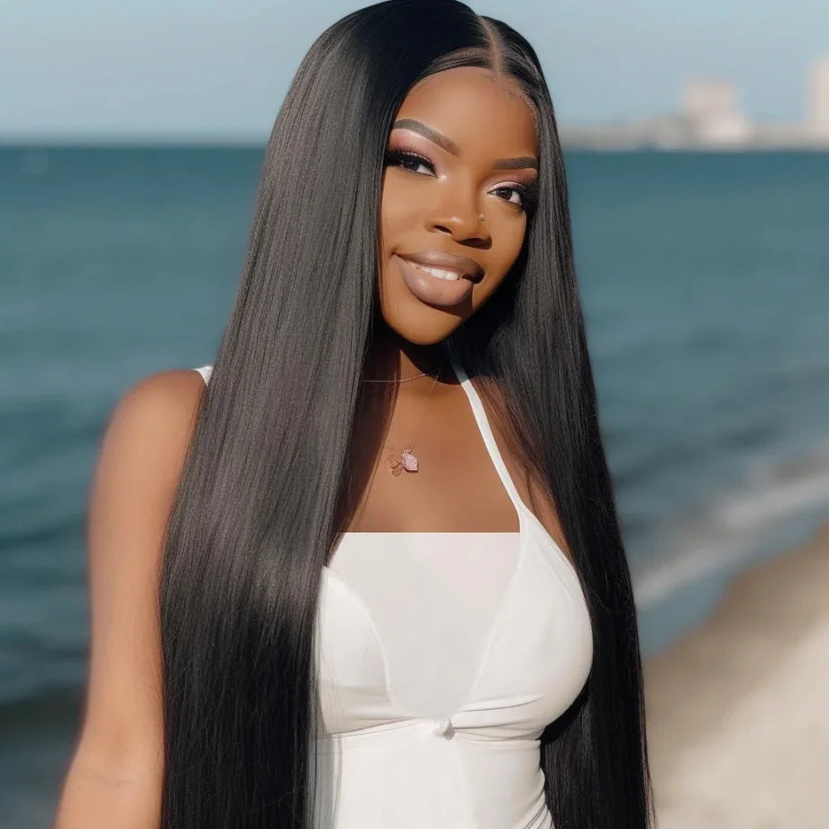 30 40 Inch Straight HD Lace Front Wig Brazilian Cheap Frontal pre plucked Straight Wigs For Women Choice Human Hair 250 Density