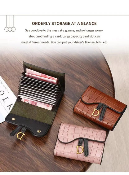 Women Luxury Card Holder Short Walet MiniPU Letter Wallet Multi Card Card Holder SmalMulti Functiona Clutch Bag