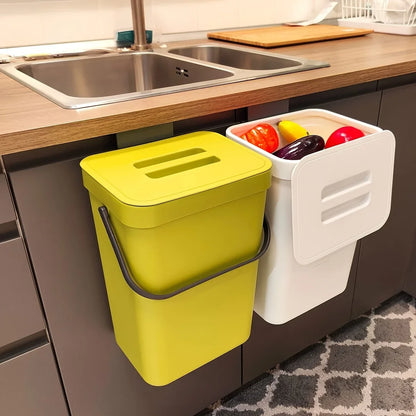 Food Waste Basket Bin for Kitchen, Small Countertop Compost Bin with Lid,Odor-Free Food Scrap Container,Wall Mounted Garbage Can