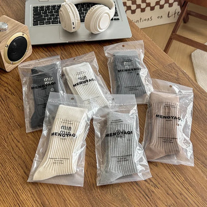5 Pairs Socks Letter Designer Women Socks Luxury Brands Embroidered Striped Double-needle Mid-Tube Fashion Solid Cotton Socks