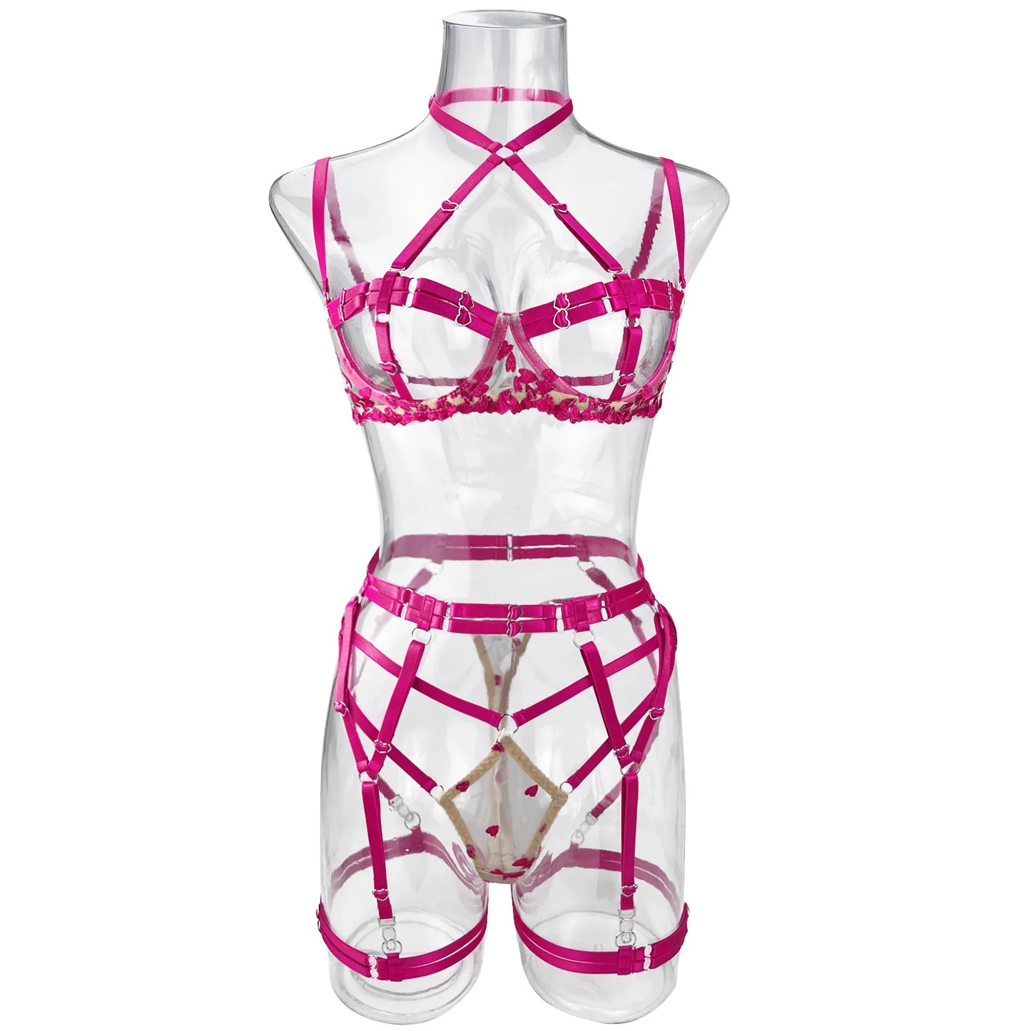 Ellolace Sensual Lingerie Open Bra Kit Push Up Uncensored Fancy Exotic Sets Heart-Shaped Embroidery Fairy Beautiful Underwear