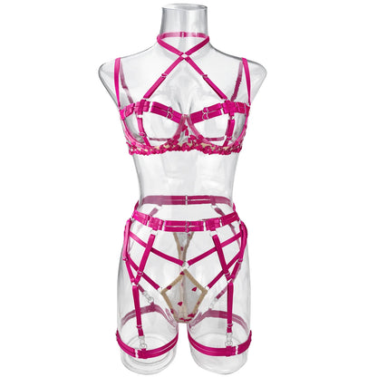Ellolace Sensual Lingerie Open Bra Kit Push Up Uncensored Fancy Exotic Sets Heart-Shaped Embroidery Fairy Beautiful Underwear