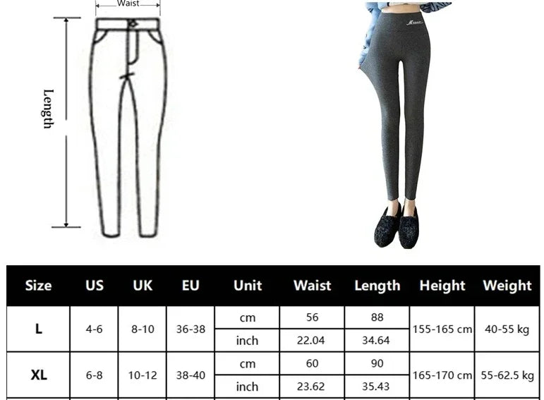 Ladies Winter Warm Thick Tights Thermal Leggings Fleece Lined Pants Skinny Long Johns Thermos Pantyhose Plus Size For Women