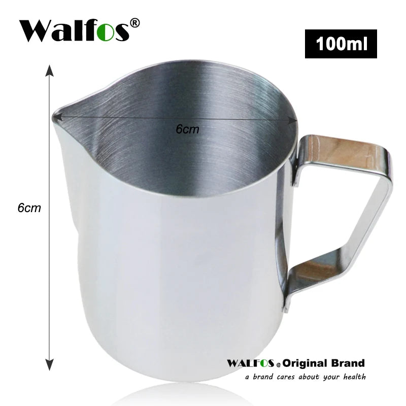WALFOS Style Espresso Coffee Milk Mugs Cup Pots Jug Handle Craft Coffee Garland Cup Latte Jug Thickened Stainless Steel