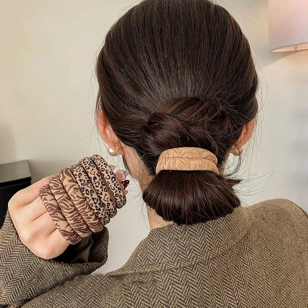 5-100Pcs High Elastic Leopard Print Hair Rope Women Fashion Pony Tails Holders Girls Towel Hair Ties Hairs Accessories Headwear