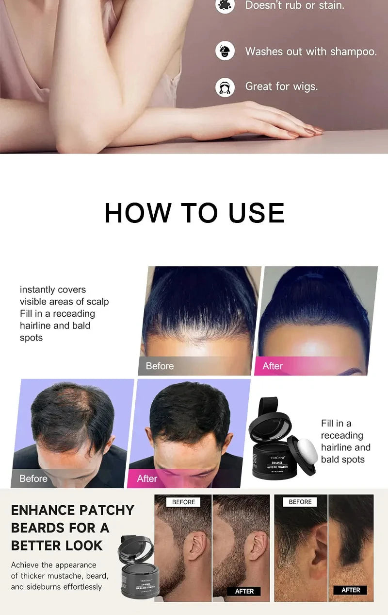Hair Line Powder 4g Black Root Cover Up Natural Instant Waterproof Hairline Shadow Powder Hair Concealer Coverage 14 color