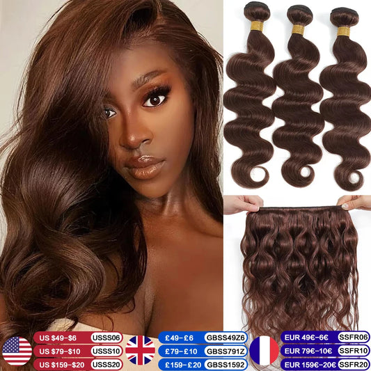 Hot Sale #4 Brown Body Wave Bundles 1/3/4 Brazilian Human Hair Weave Bundles Hair Extension Tissage Human Hair Bundles Remy Hair
