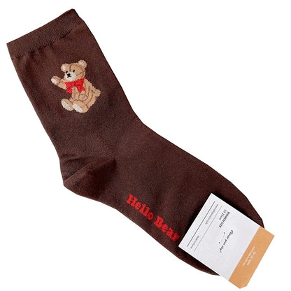 Good Quality Cartoon Elegant Lady Bear Women's  Cute Socks Cotton Harajuku Style Woman Novelty Breathable Sox Christmas Gifts