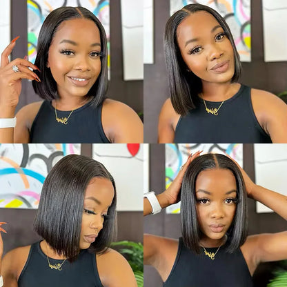 Raw Hair Vietnamese 250 Density 100 Human Hair Lace Frontal Wigs Straight Natural Black 13x6 Bob Wig Lace Front Human Hair Wigs