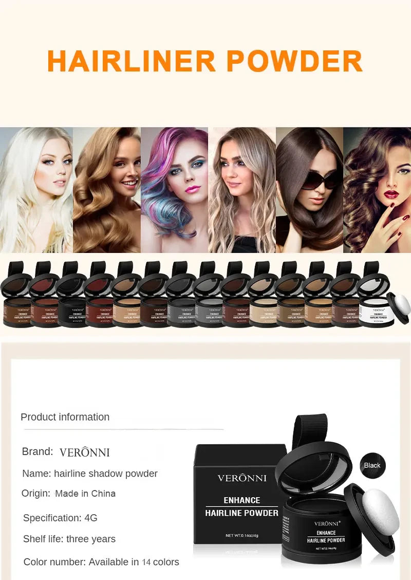 Hair Line Powder 4g Black Root Cover Up Natural Instant Waterproof Hairline Shadow Powder Hair Concealer Coverage 14 color