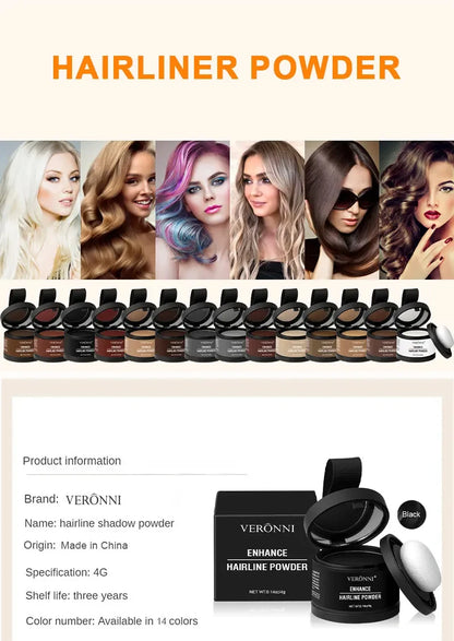 Hair Line Powder 4g Black Root Cover Up Natural Instant Waterproof Hairline Shadow Powder Hair Concealer Coverage 14 color