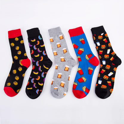 5-6 Pairs New High Quality Combed Cotton Men Socks Women Happy Fashion Novelty Skateboard Crew Casual Funny Socks for Men