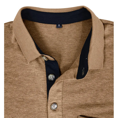 Spring Trend Men's Long Sleeve Casual Tshirt Solid Lapel Button Up Pullover Tops Autumn Turn Down Collar Bottoming Polo Shirt