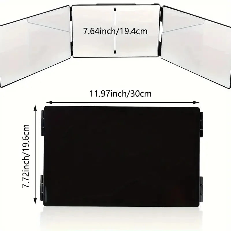 Tri-fold Wall Mounted Makeup Mirror,Portable Styling Mirror for Travel,Bedroom,Bathroom,Diy Haircut Tool Accessories