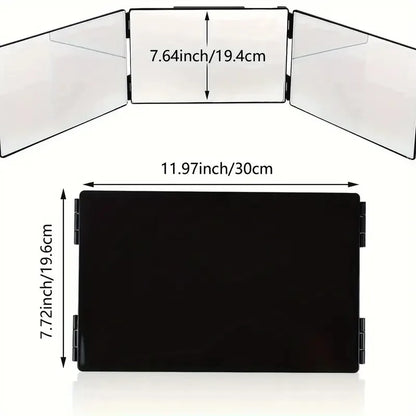 Tri-fold Wall Mounted Makeup Mirror,Portable Styling Mirror for Travel,Bedroom,Bathroom,Diy Haircut Tool Accessories