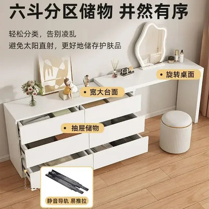 Luxury Dressing Table Drawer White Makeup Mirror Corner Desk Dresser Table Cabinet Organizers Storage Penteadeira Home Furniture