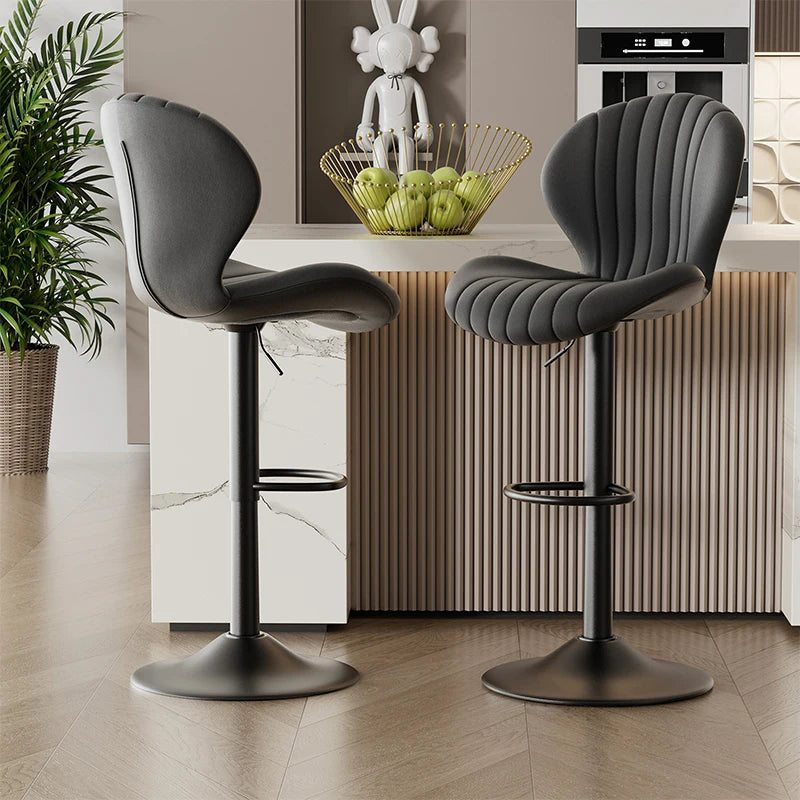Living Room Chairs  2 Pcs Set Dining Chair Backrest Bar Stools Luxury Modern Soft Bag Stool Adjustable Height Rotating Kitchen Home Furniture