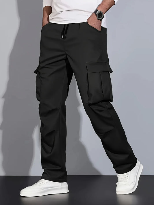 2024 new men's workwear pants, European and American men's loose straight casual pants, men's workwear pocket pants