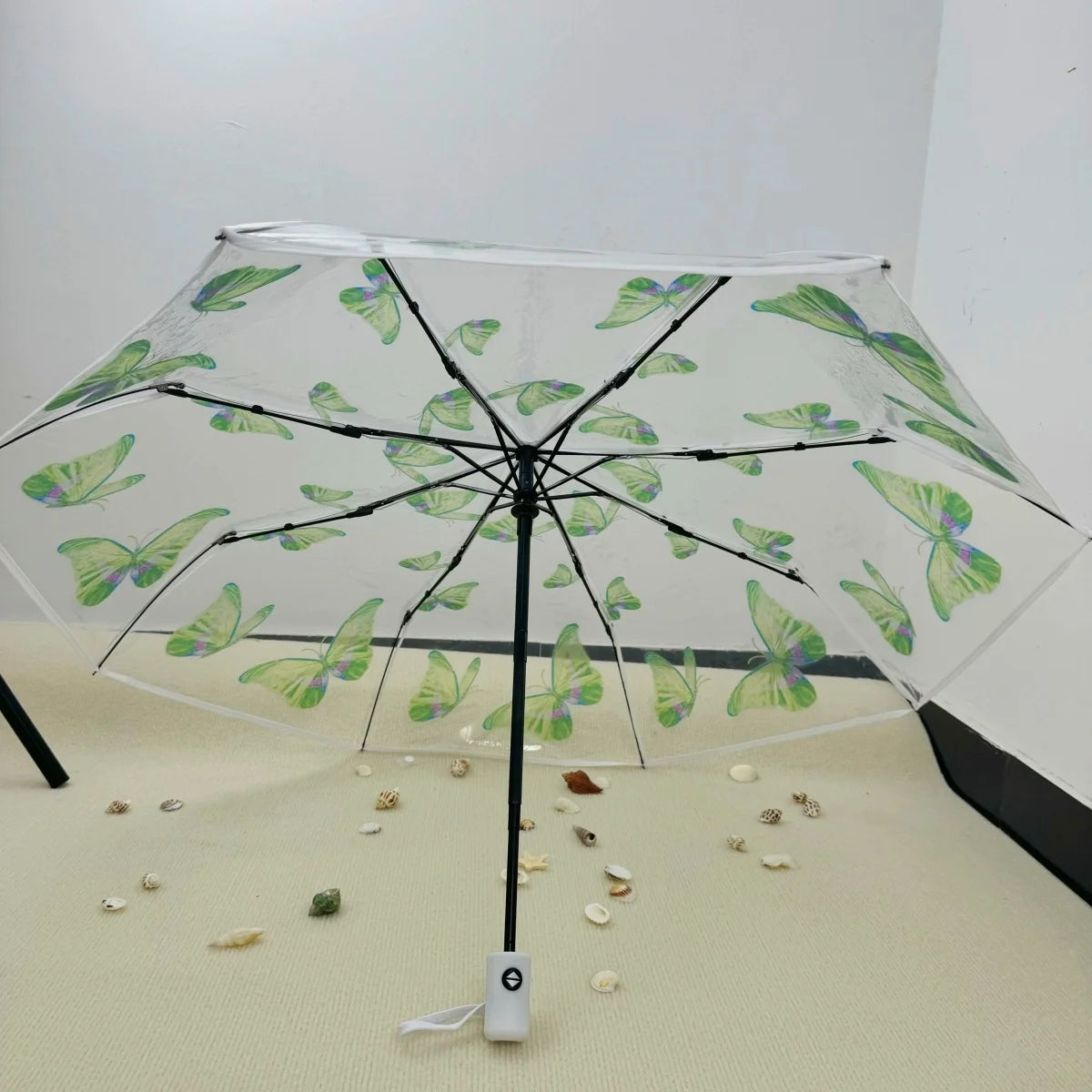 1Pc-Korean Transparent Umbrella Folding Automatic Open and Close Umbrella Mori Three-Fold Student Sunny Umbrella