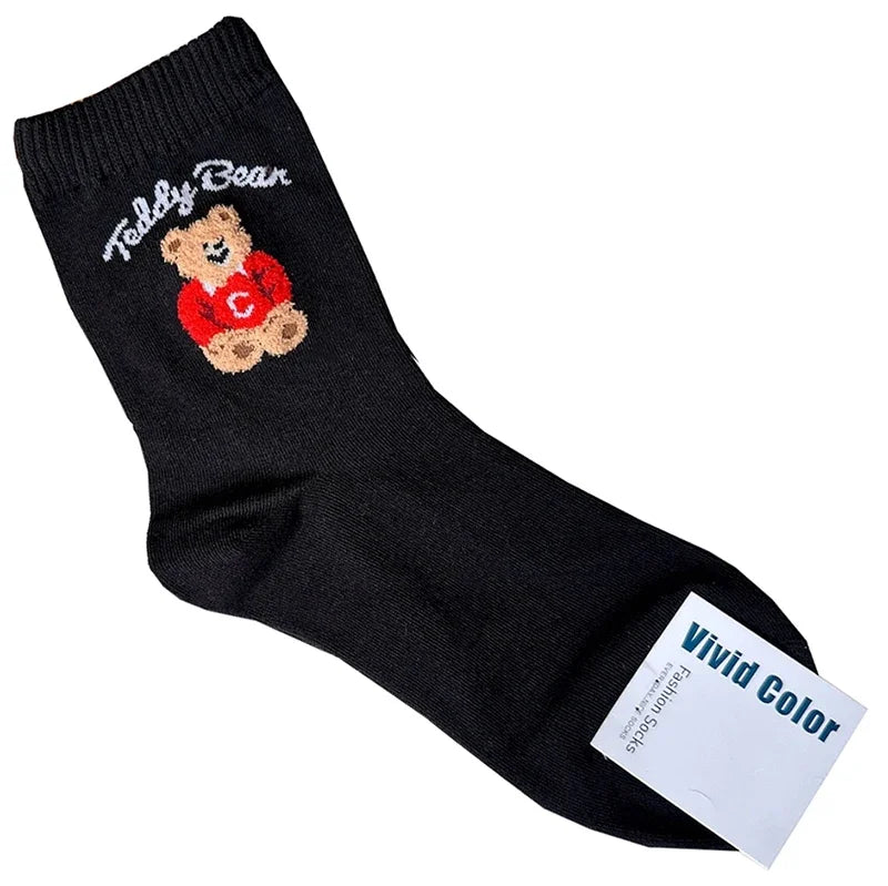 Good Quality Cartoon Elegant Lady Bear Women's  Cute Socks Cotton Harajuku Style Woman Novelty Breathable Sox Christmas Gifts