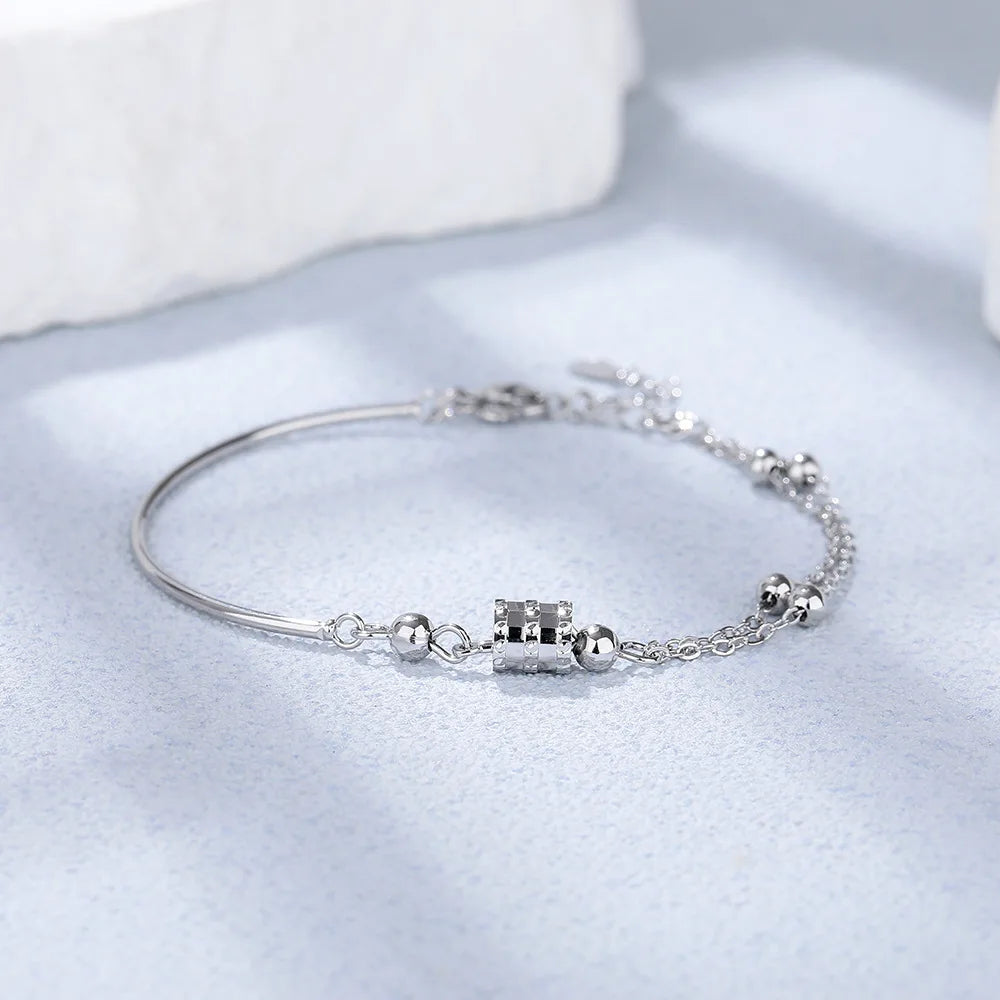 VENTFILLE 925 Sterling Silver Diamond-Studded Butterfly Bracelet Women's Fashion Temperament Flower Adjustable Bracelet