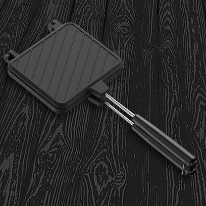 Double Sided Frying Pan Non-stick Grilled Sandwich Maker Heat-resistant Flip Grill Pan with Handle Outdoor Camping BBQ Tools