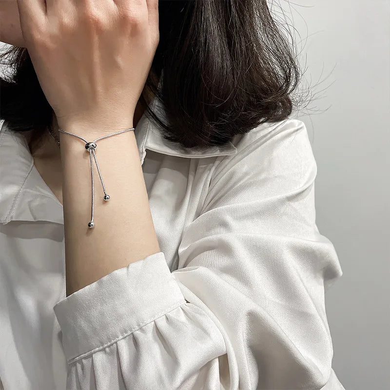 VENTFILLE 925 Sterling Silver Diamond-Studded Butterfly Bracelet Women's Fashion Temperament Flower Adjustable Bracelet