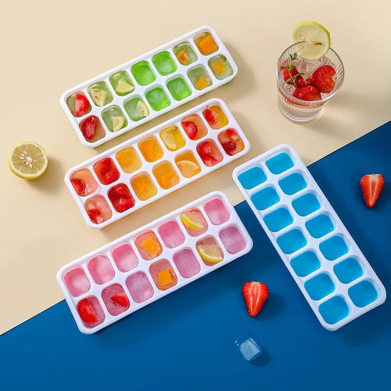1 Pc Silicone Ice Cube Mold Easy-release Flexible Mold With Spill-resistant Removable Reusable Lidstackable Ice Tray With Cover