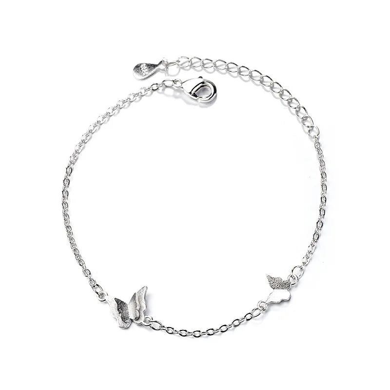 VENTFILLE 925 Sterling Silver Diamond-Studded Butterfly Bracelet Women's Fashion Temperament Flower Adjustable Bracelet