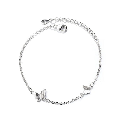 VENTFILLE 925 Sterling Silver Diamond-Studded Butterfly Bracelet Women's Fashion Temperament Flower Adjustable Bracelet