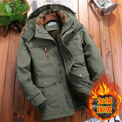 Mens Padded Clothes Velvet Thickened Winter Loose Casual Middle-aged Multi-bag Padded Jackets Cold-resistant Padded Clothes