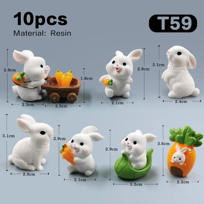2025 Hot Easter Cute Rabbit Figurine Diy Landscape Home Kawaii Room Decor Miniature Fairy Garden Decoration Accessories Modern