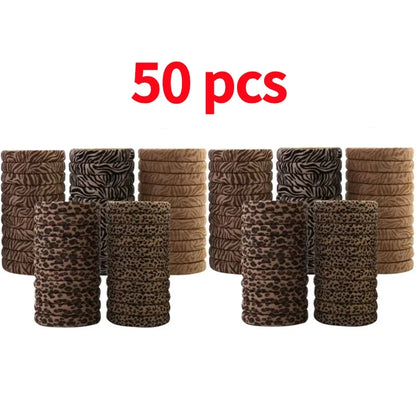 5-100Pcs High Elastic Leopard Print Hair Rope Women Fashion Pony Tails Holders Girls Towel Hair Ties Hairs Accessories Headwear