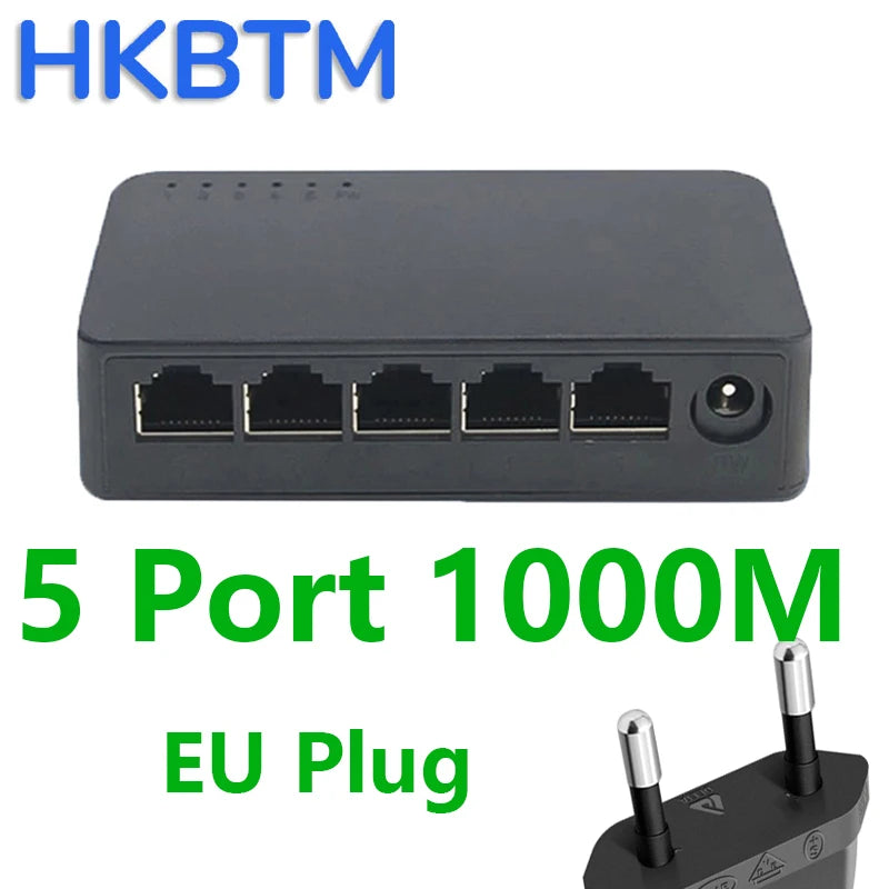 Network Switch Mini 5Ports Switch Ethernet 1000Mbps/100Mbps Gigabit  High Performance Smart Switcher RJ45 Hub Internet Injector