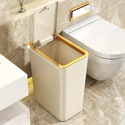10L/12L Nordic Trash Can with One-Touch Lid Bin Deodorant Waterproof Dustbin Large Capacity Slim Toilet Gold Garbage Can