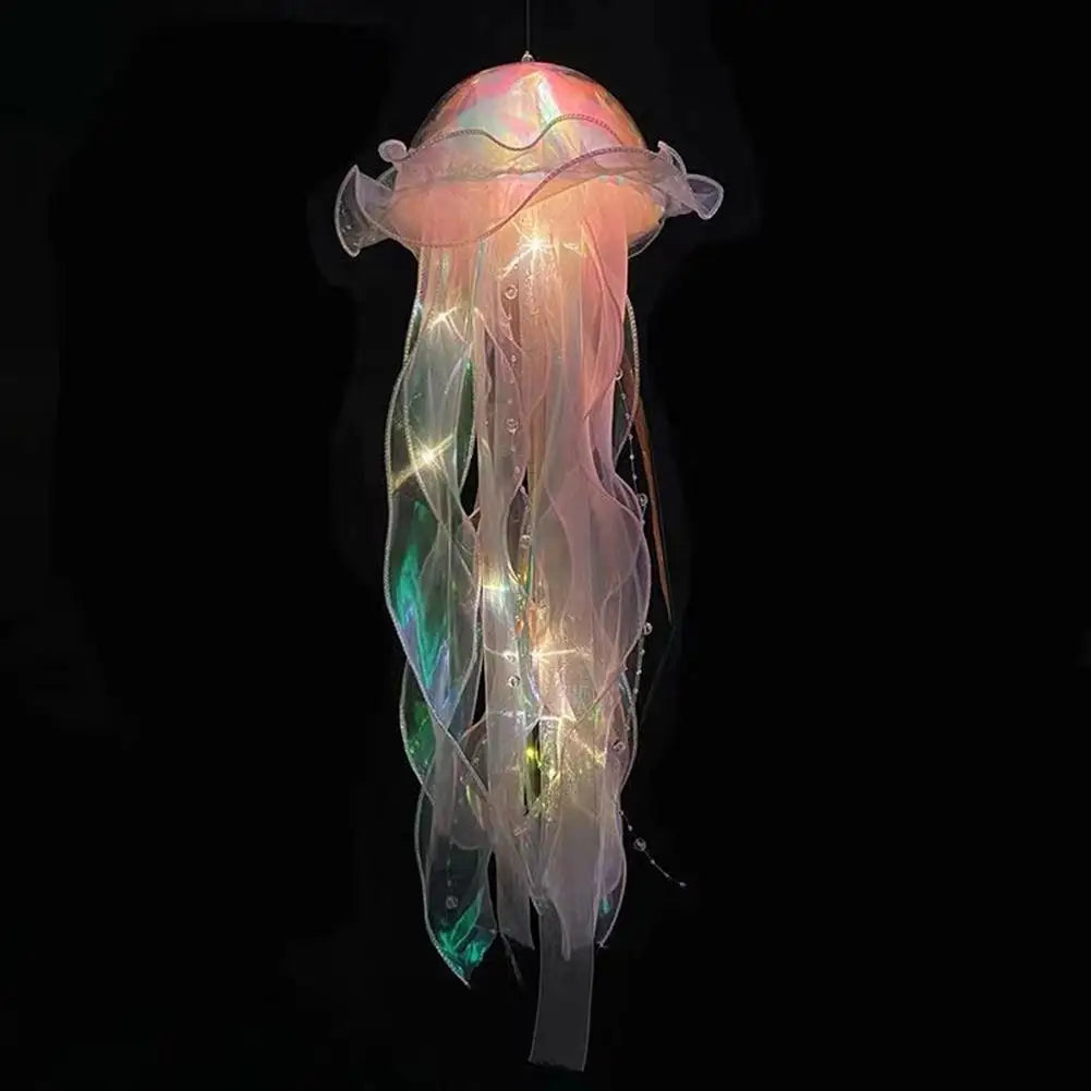 5PCS Jellyfish Bedroom Night Light Lamp Button Battery Hanging Atmosphere Decoration Lamp with Ribbon&Bead for Girl Bedroom 2024