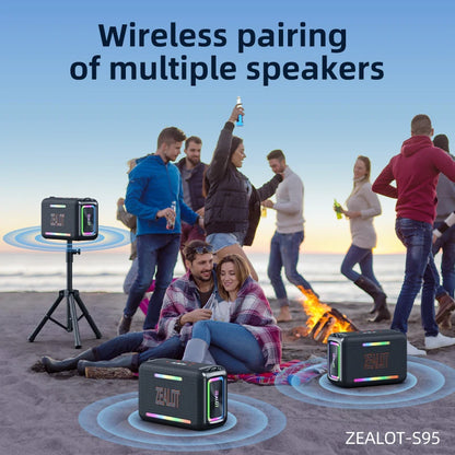 ZEALOT-S95 Waterproof Portable Bluetooth Speaker, Wireless Outdoor Boombox, SubwooferTriple Passive Radiators, Deep Bass,120W