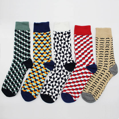 5-6 Pairs New High Quality Combed Cotton Men Socks Women Happy Fashion Novelty Skateboard Crew Casual Funny Socks for Men