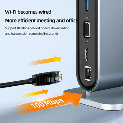 USB C Docking Station PD 100W USB C HUB Type C to HDMI-Compatible Adapter 4K 30Hz VGA RJ45 USB 3.0 HUB USB Splitter for MacBook