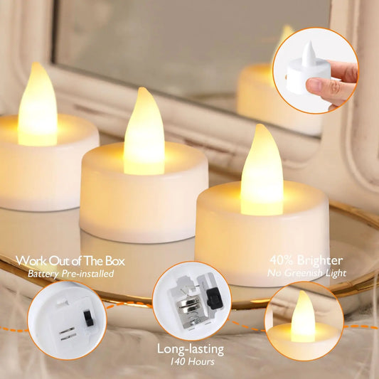 6-96Pcs Flameless LED Candle Creative wishing Led Tea Light Warm White Flameless Candle Halloween Christmas Decor Candle Light