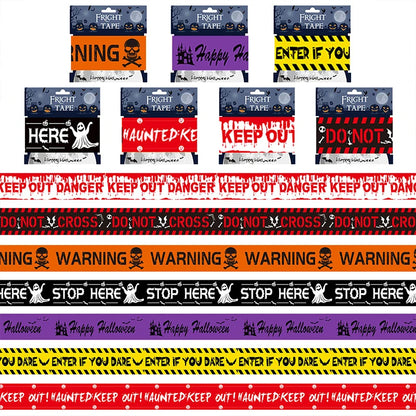 NEW 1PC Halloween Props Window Prop Warning line Plastic Skull Head Warning Tape Signs Halloween Decoration Witch Balloons lot