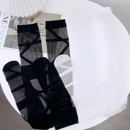 Gothic Lolita Stockings for Women Ultra-thin Transparent Silk Socks Thigh High Long Sock Y2k Girls Knee High Socks Stockings