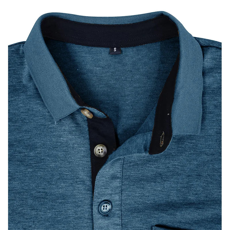 Spring Trend Men's Long Sleeve Casual Tshirt Solid Lapel Button Up Pullover Tops Autumn Turn Down Collar Bottoming Polo Shirt