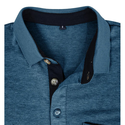 Spring Trend Men's Long Sleeve Casual Tshirt Solid Lapel Button Up Pullover Tops Autumn Turn Down Collar Bottoming Polo Shirt