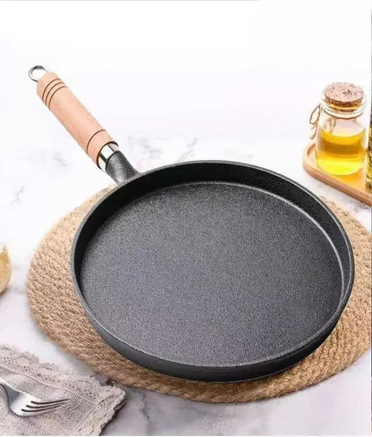 26cm Cast Iron Frying Pan Uncoated Non-stick Egg Pancake Pan Crepe Maker Steak Frying Pot Gas Induction Cooker Kitchen Cookware