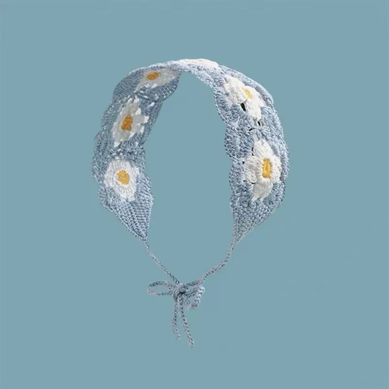 Cartoon Crochet Mushroom Hair Bands Vintage Fashion Hair Scarf For Women Flower Knit Holiday Headband Headwrap Hair Accessories