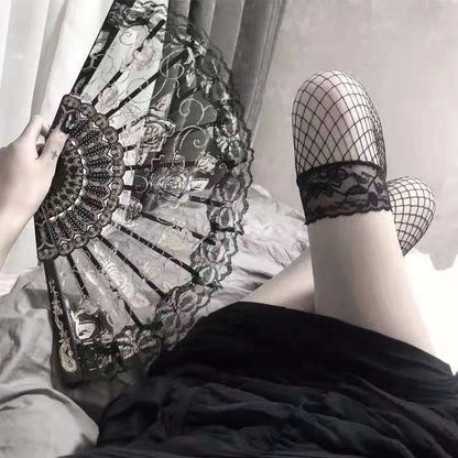 Retro Sexy Lace Fan Summer Dance Performance Photography Photo Props Portable Folding Hand Fan Decorative Fan Chinese Dance Fan